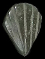 Small shell-like leather ornament from 18AN339 Java Site.